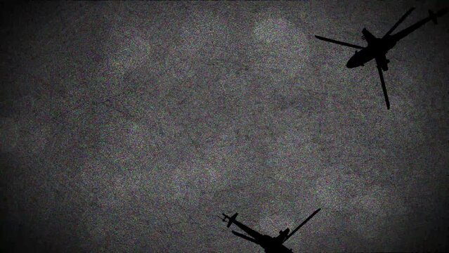 Military black background with helicopter. Black noisy background for military chronicles