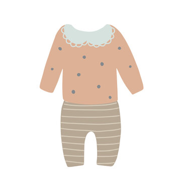 baby clothes set, pink, polka dots, stripes clip art preview