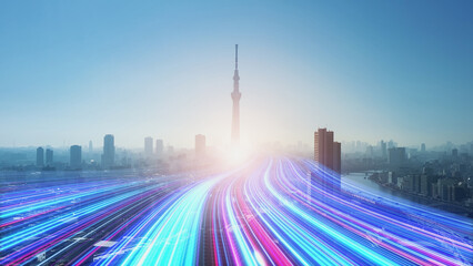 都市を走る光の帯　未来への道