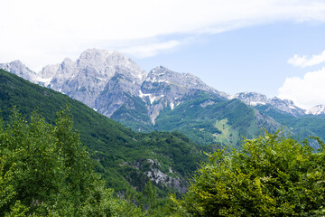 Obraz premium Mountain landscape in national park Theth in the Albanian alps.