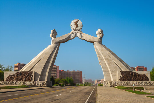 May 1, 2019: Arch of Reunification, officially the Monument to the Three Point Charter for National Reunification, a sculptural arch opened in August 2001 and located in pyongyang, north korea
