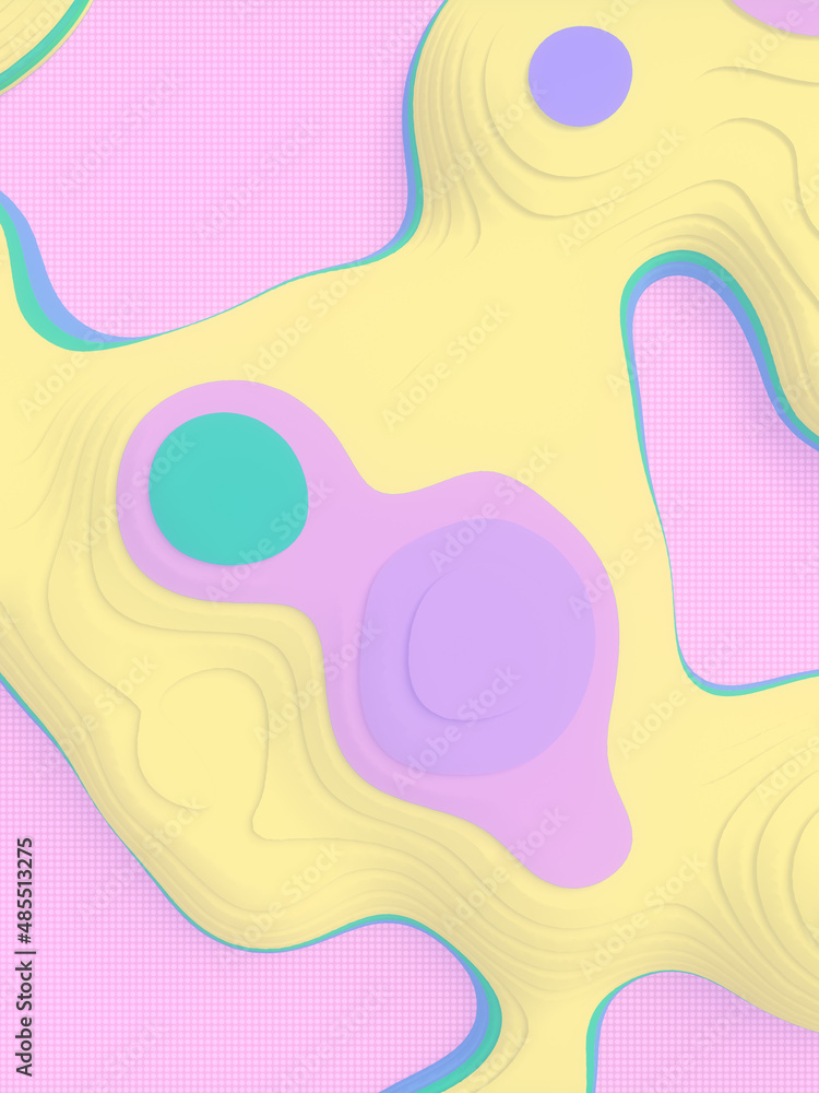 Poster Abstract striped metaball with multicolored texture 3d rendering digital illustration. Modern futuristic design
