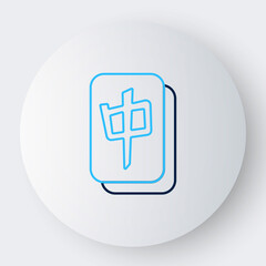 Line Mahjong pieces icon isolated on white background. Chinese mahjong red dragon game emoji. Colorful outline concept. Vector