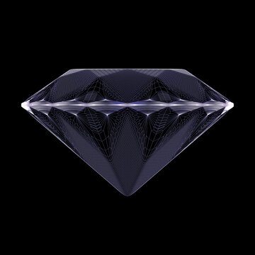 Three dimensional wireframe render of purple diamond