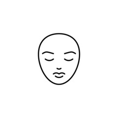Face woman for beauty salon, line icon. Beautiful girl head, care procedure for face skin. Vector