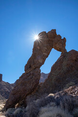 Queen?s Shoe rock arch at El Teide National Park on sunny day, Tenerife, Canary Islands, Spain