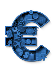 Euro sign with elements composition