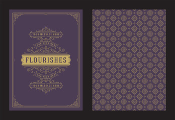 Vintage ornament greeting card calligraphic ornate swirls and vignettes frame design vector template