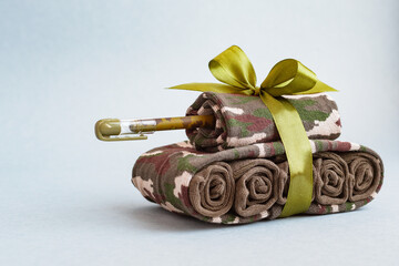 Handmade tanks of socks as gift men's military holiday February 23