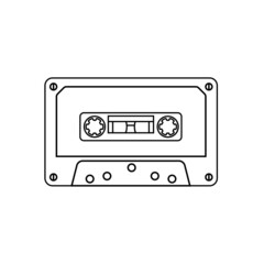Cassette Icon in Outline Style on a White Background Suitable for Audio, Music, Recording Icon. Isolated
