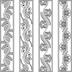 colorful kalamkari vector border design. Indian Traditional Illustration For Textile Branding

