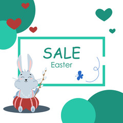 Easter discount, with the image of an Easter bunny with a willow branch