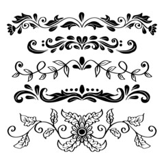 Hand drawn vintage floral borders 