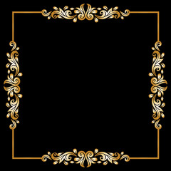 Gold hand drawing retro floral frame	
