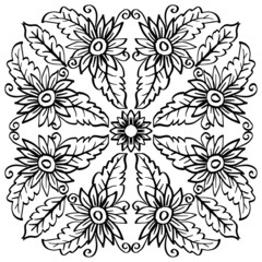 Mandala pattern with sunflower background