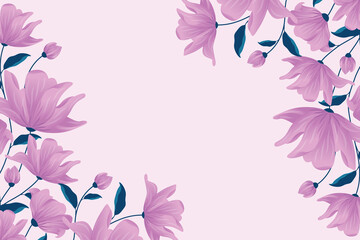 Beautiful purple flower wreath background 