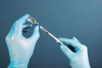 Herd immunity in community, doctor with vaccine.
