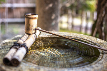 日本のつくばい　和風イメージ