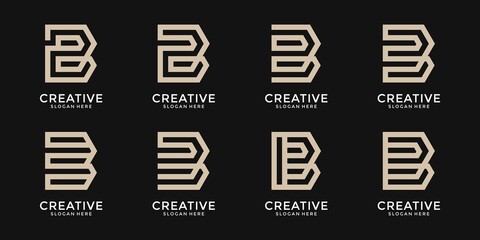 Collection abstract letter b logo design template.