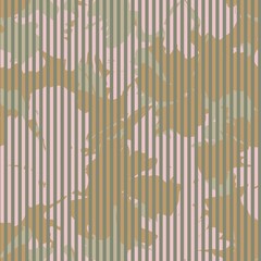 Floral Seamless Pattern with striped textures
