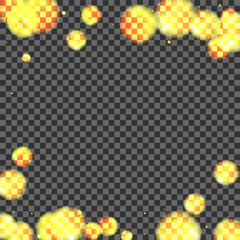 Gold Confetti Background Transparent Vector. Bokeh Neon Texture. Grain Design. Golden Spot Vintage Illustration. Black Pattern.