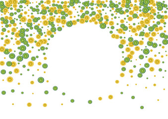 Juicy Fruit Background White Vector. Lime Splash Decoration. Green Graphic Citrus. Yellow Slice Set.