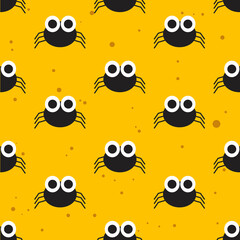 Seamless pattern spider In yellow Background . Beautiful Pattern For Print. isolated vector eps 10