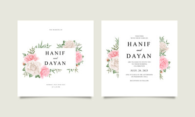 Fototapeta na wymiar Elegant wedding invitation template set in beautiful floral watercolor