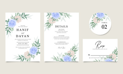Watercolor floral decoration for beautiful wedding invitation template set