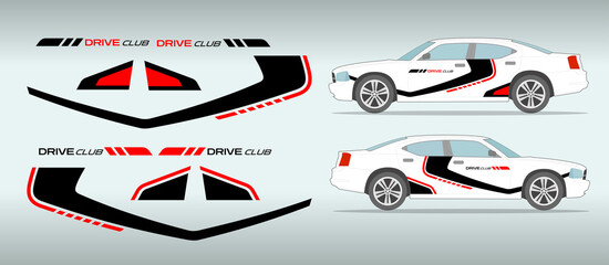Car side sticker design. Auto vinyl decal template. Suitable for printing or cutting. © galolines