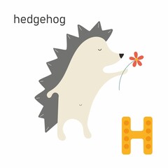 Cute and whimsical hedgehog character with letter for alphabet