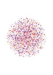 Orange Random Dot Texture. Particles Confetti Card. Red Circle Cute Illustration. Pastel Round Frame.