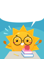 Mascot Sun Student Speech Bubble Illustration
