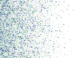 Purple Paper Circle Illustration. Blue Round Sprinkles. Dot Element Background. Green Frame Confetti.
