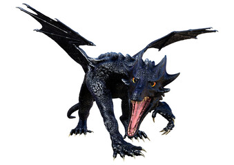 3D Rendering Fairy Tale Dragon on White