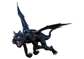 3D Rendering Fairy Tale Dragon on White