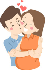 Couple Man Show Love Wife Pregnant Illustration