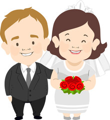 Couple Wedding Dwarfism Bride Groom Illustration