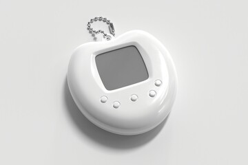 Retro toy pet. Old electronic device mockup.