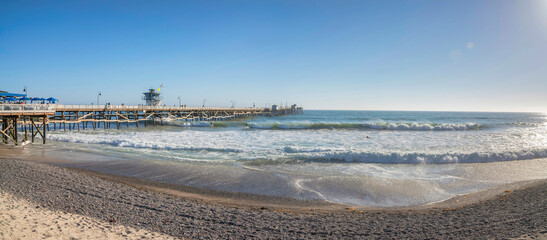 Surfing zone at the beach in San Clemente, Orange County, California - obrazy, fototapety, plakaty