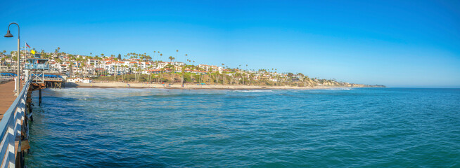 Coastal area view of a beach from a pier at San Clemente, Orange County, California