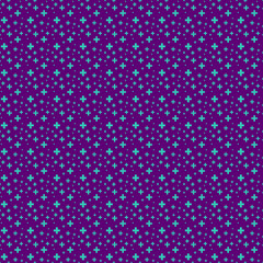 Fototapeta na wymiar colorful simple vector pixel art seamless pattern of minimalistic turquoise crosses on purple background