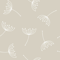 Fototapeta na wymiar Flying dandelion seeds seamless pattern