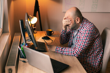 Web developer stressed out at work