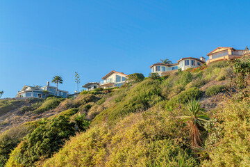 Large houses on top of a slope at San Clemente, California