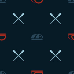 Set Sushi, Fish with sliced pieces and Food chopsticks on seamless pattern. Vector