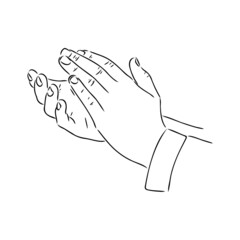 Applause clapping hands engraving vector illustration. Scratch board style imitation. Hand drawn image.