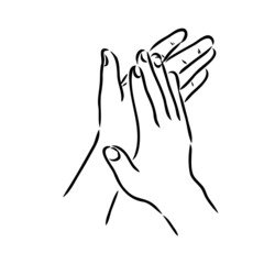 Obraz premium Applause clapping hands engraving vector illustration. Scratch board style imitation. Hand drawn image.