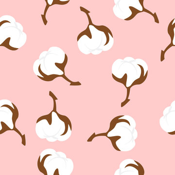 Seamless pattern, background with cotton flower balls.