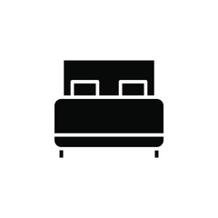 Bed, Bedroom Solid Icon Vector Illustration Logo Template. Suitable For Many Purposes.